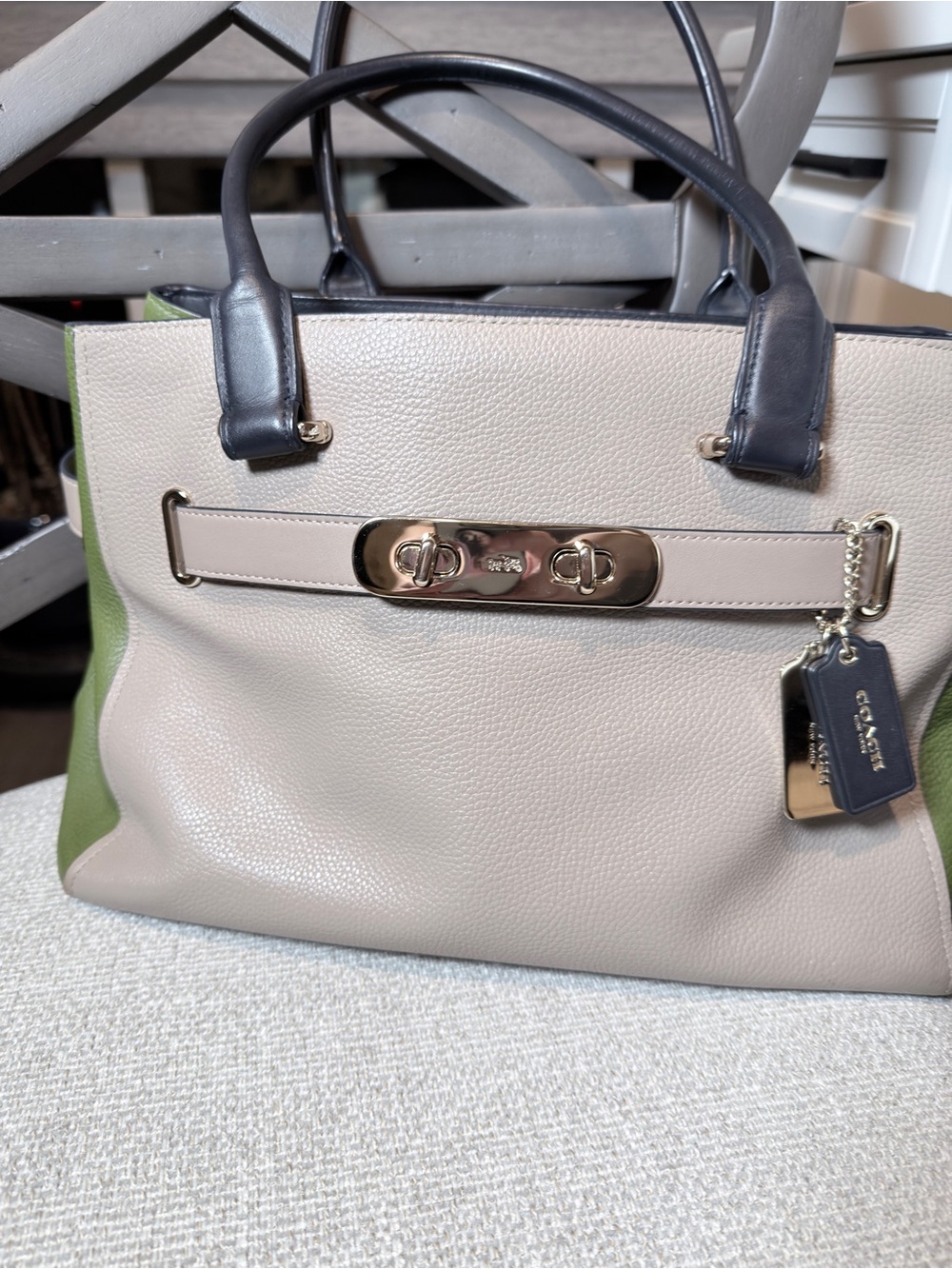 Coach Tan and Green Bag